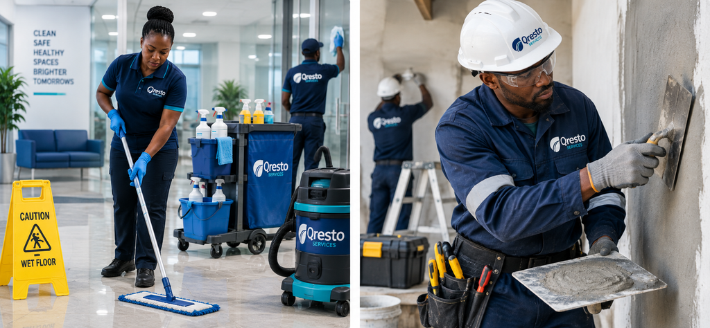 Qresto Services cleaning and general building maintenance teams at work